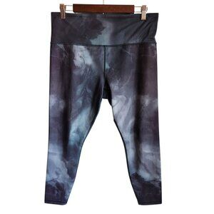 Athleta Pants Women's Large Green Elation Printed 7/8 Tight Leggings Gym